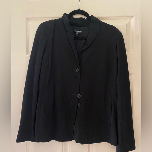 Eileen Fisher Jackets & Blazers - Eileen Fisher Black Silk Blend Lined Blazer Jacket Minimalist Size Women’s Large